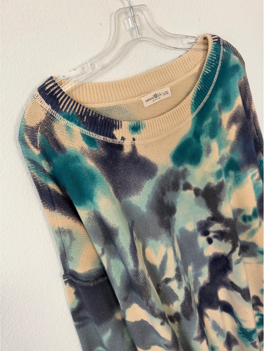 Natural Life Round Neck Multicolor Tie Dye Oversized Tunic Sweater Size L/XL - Picture 3 of 6